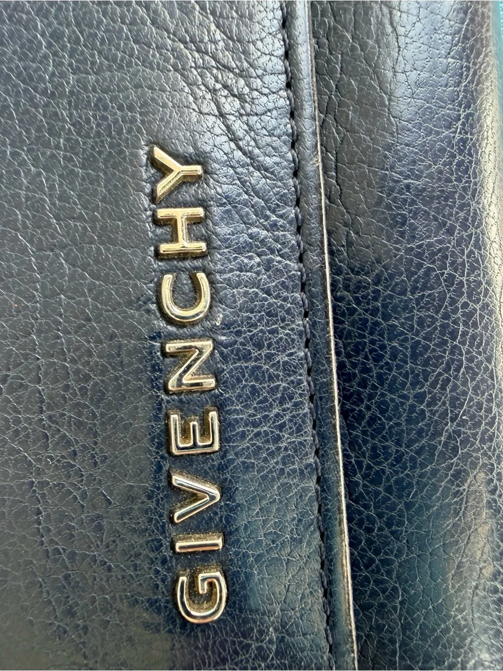 Givenchy Navy Leather wallet with Gold Logo.  AUTHENTIC